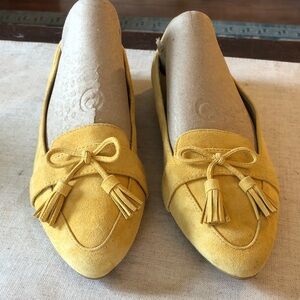 Talbots Mustard Yellow Suede Tassel Loafers